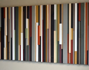 Wood Sculpture Wall Art - Lines - 24 x 48