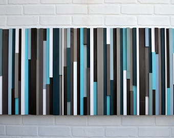 Wood Wall Art - Reclaimed Wood Art Queen Headboard - Wood Sculpture