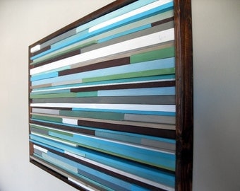 Abstract Painting on Wood - Wall Art from reclaimed wood - 18x30
