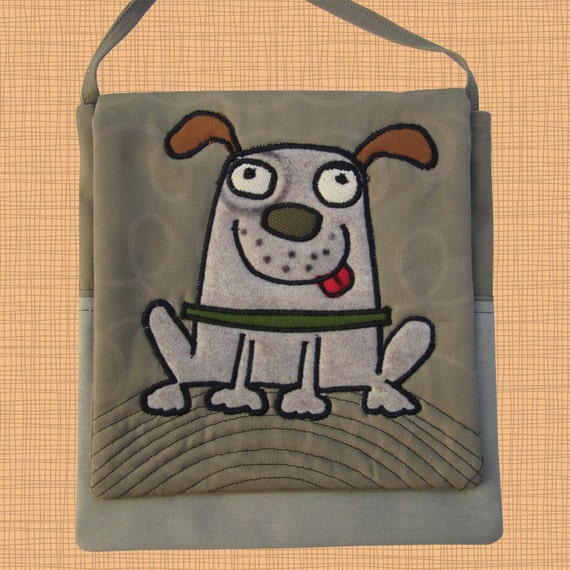 Items similar to Canvas Tote DOG handmade designer applique on Etsy