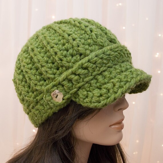 Items similar to Crochet Newsboy Hat - Grass - Green - For Women - Made ...