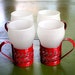 vintage set of four 1950s glass tumbler mugs with metal handles
