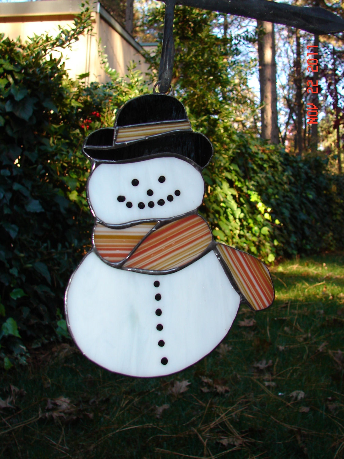 Cute Snowman Stained Glass Suncatcher