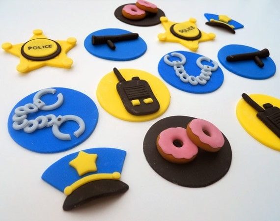 12 POLICE cupcake toppers. Il_570xn