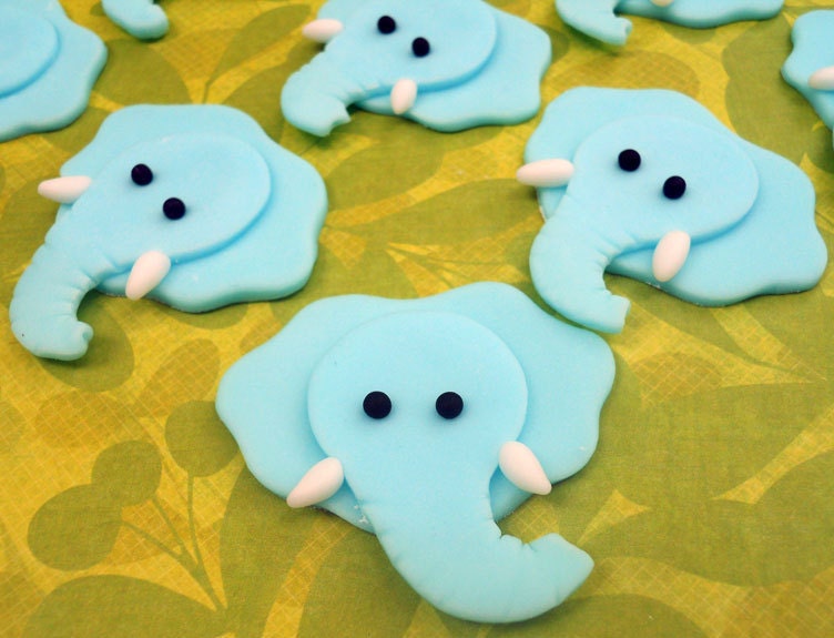 12 ELEPHANT Edible Cupcake Toppers