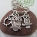 Owl Keychain Keyring Three mini owls charms with swivel clasp