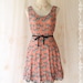 Butterfly On Roses - Sundress Spring Summer Inspired Lovely Butterfly Print On Elastic Roses Lace Black Ribbon Tie