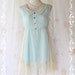 Cutie Girly - Sweet Romance Girly Mini Sundress Mint Blue Tone Draped Cream Lace Peter Pan Collar Adorable Gorgeous Dress