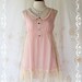 Cutie Girly - Sweet Romance Girly Mini Sundress Light Pink Tone Draped Cream Lace Peter Pan Collar Adorable Gorgeous Dress
