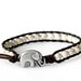 the lucky elephant Leather Wrap Bracelet - White Turquoise with GOOD LUCK ELEPHANT