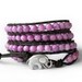 the lucky elephant Leather Wrap Bracelet - Purple Fossil with GOOD LUCK ELEPHANT