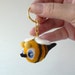 Blue-eyed bee key ring - needlefelted sculpture
