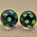Tiny Dichroic Post Earrings - 1/4" 6mm 7mm - Gold Black Golden Dots Fused Glass Studs - Polka Dot