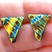 Copper Dichroic Post Earrings / Golden Triangle Ripple Waves Shark Tooth - 1/3"