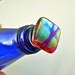 Wine Stopper Dichroic Fused Glass Bottle Top - Red Orange Yellow Gold Striped Tie Dye - 7/8" / 2cm