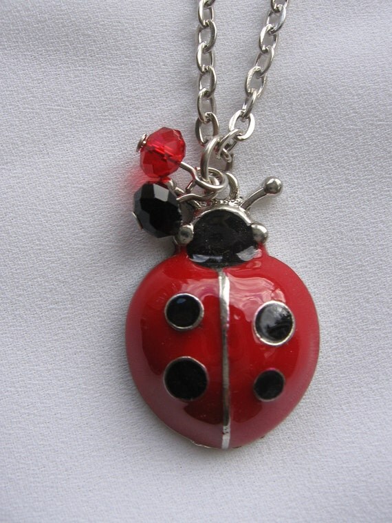 Ladybug Necklace Ladybug Jewelry Bug Necklace Red by Thielen