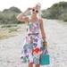 VTG 50s Colorful Spaghetti Strap Floral Dress S