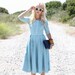 VTG 50s Turquoise Checkered LANZ Dress w/ Half Sleeves S