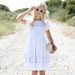 VTG 50s White Sundress w/ Blue & Pink Floral Embroidery XS/S