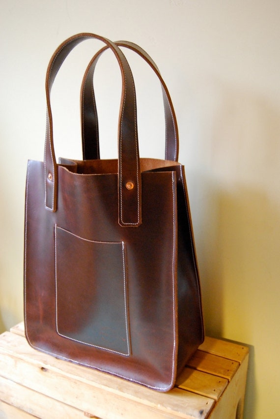 Items similar to Handmade tote bag in dark brown on Etsy