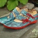Size 9, Ready to Ship, Teal Satin and Lace Shoes, with Floating Double Straps