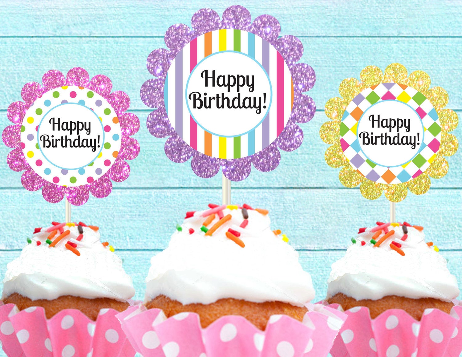 FREE PRINTABLE CUPCAKE Toppers Happy Birthday Cutie Putti