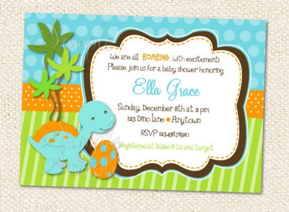 Dinosaur Baby Shower Invitation Wording 5