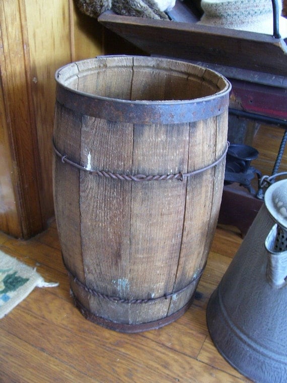 Primitive Antique Wooden Nail Barrel Country by stonecottagemill