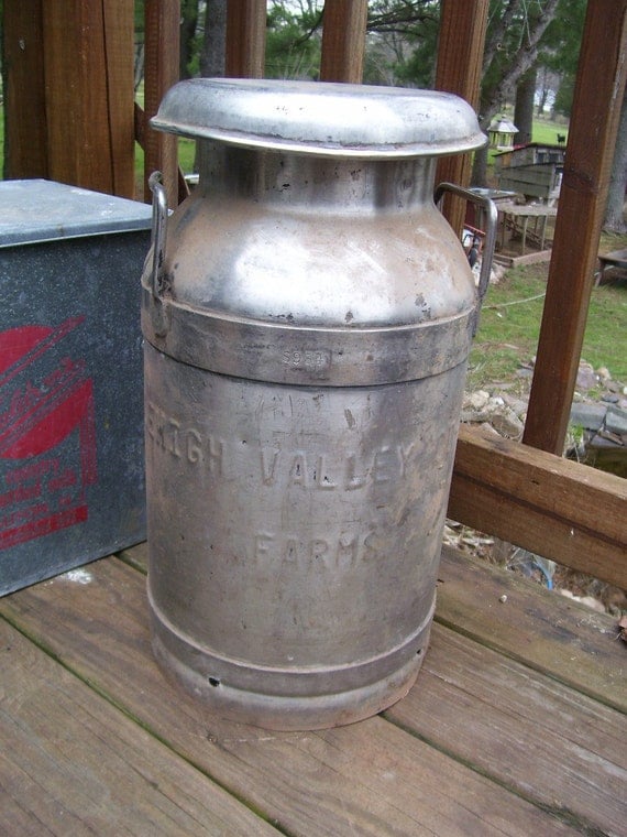 Rare Antique Stainless Steel Milk Can Lehigh by stonecottagemill