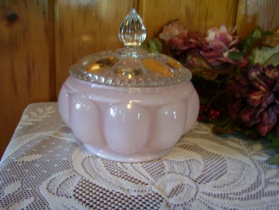 Download Fenton Powder Jar Pink Overlay Glass Melon by stonecottagemill