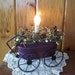 Country Primitive Red Metal Wagon Decoration w/Berries & Candle Light