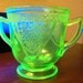 Vaseline Glass Sugar Bowl Lace Pattern ((((CLEARANCE))))