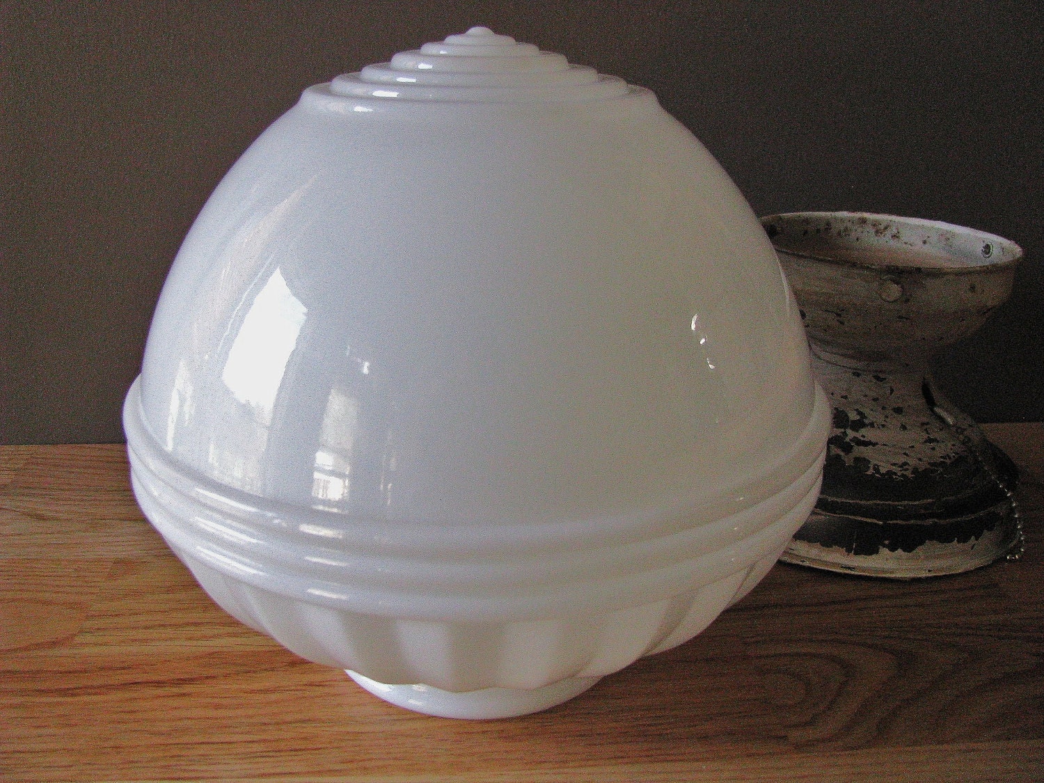 Vintage Milk Glass Globe and Lighting Fixture