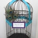 RESERVED- Personalized X- Large Dark Finish Hexagonal Birdcage With Peacock Feathers and Bling-Wedding card holder