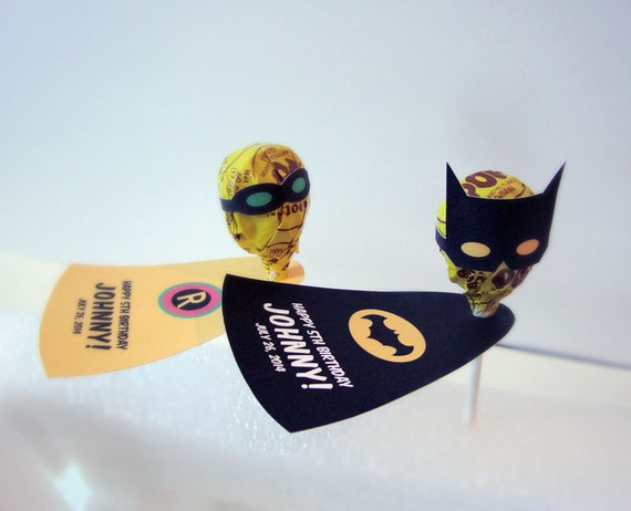 Super Hero Inspired Personalized Lollipop Favors - Set of 20