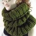 Hand Knit Cowl- Chunky Long Rib Cowl- Olive Green
