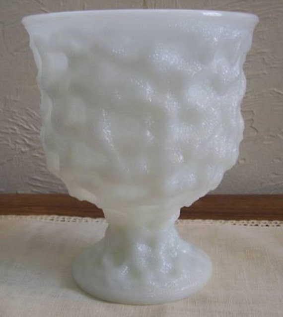 E O Brody Covintage Pebbled Milk Glass Compote M3000 