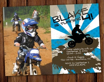 Dirt Bike Birthday Invitation - ATV - Motorcycle - Four Wheeler - Quad