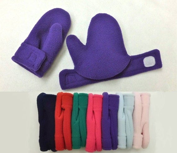 Toddler / Child Mittens Easy On Polar Fleece Velour Purple