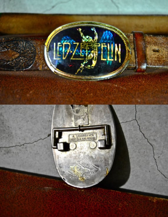 vintage LED ZEPPELIN belt buckle with hand by youngandukraine