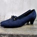 vintage shoes, 1980's navy blue oxford kitten heel shoe, size 10, 42