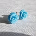 Blue Rose Earrings - Flower Studs