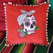 Day of the Dead Rockabilly Sugar Skull Embroidered Calavera Pillow