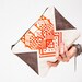 Geometrical Illusion Printed Leather Pouch Tangerine No. ZP-201