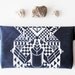 LAST ONE Geometrical Illusion Printed Leather Pouch Navy Blue
