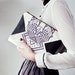 30% Xmas SALE Geometrical Illusion Printed Leather Pouch Lavender No. ZP-202