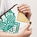 Geometrical Illusion Printed Leather Pouch Green No. ZP-203