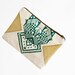 IMPERFECT SALE Geometrical Illusion Printed Leather Pouch Green No. ZP-203