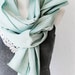 Valentine SALE Woven Stripes Linen Scarf Mint Green Fall Winter