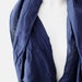 CLEARANCE Cotton Woven Stripes Loop circle Scarf Navy Blue infinity